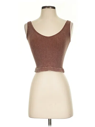 Pre-owned Aura Tank Top Brown Strapless Neckline Tops