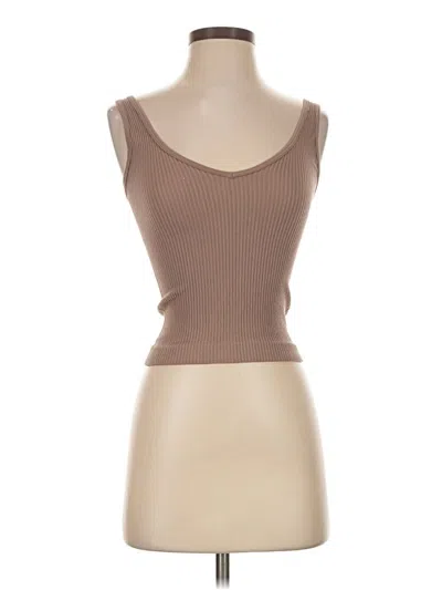 Pre-owned Aura Tank Top Brown Strapless Neckline Tops