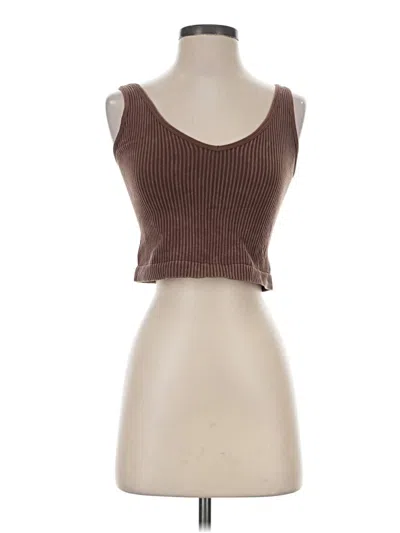 Pre-owned Aura Tank Top Brown Strapless Neckline Tops