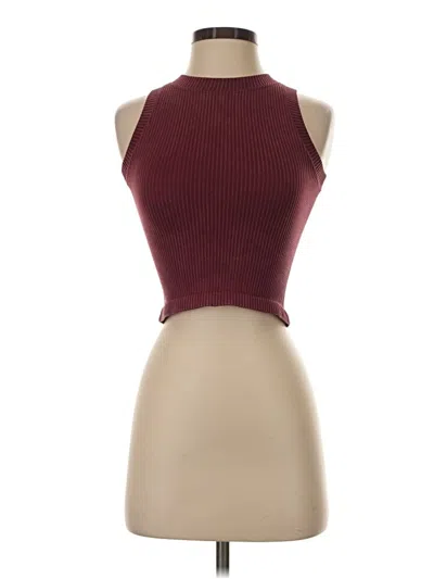 Pre-owned Aura Tank Top Burgundy Halter Neckline Tops