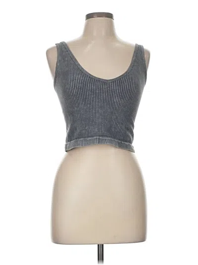 Pre-owned Aura Tank Top Gray Strapless Neckline Tops