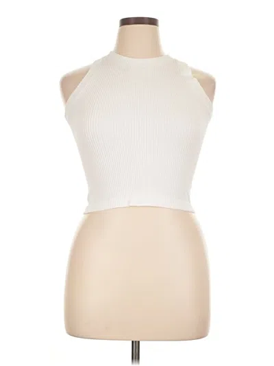 Pre-owned Aura Tank Top Ivory Halter Neckline Tops In White