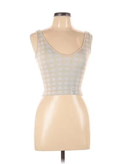 Pre-owned Aura Tank Top Ivory Square Neckline Tops In White