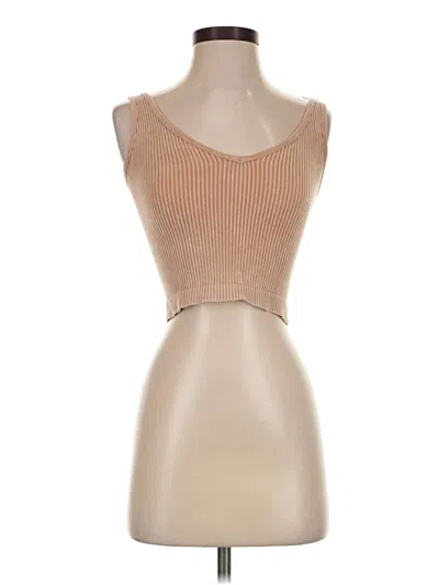 Pre-owned Aura Tank Top Tan Strapless Neckline Tops