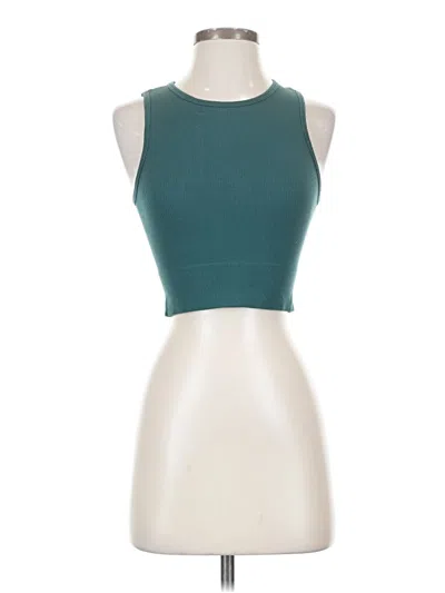 Pre-owned Aura Tank Top Teal Halter Neckline Tops In Blue