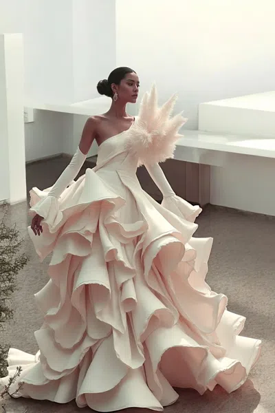 Auraelis Couture Blush A-line Gown In Neutral