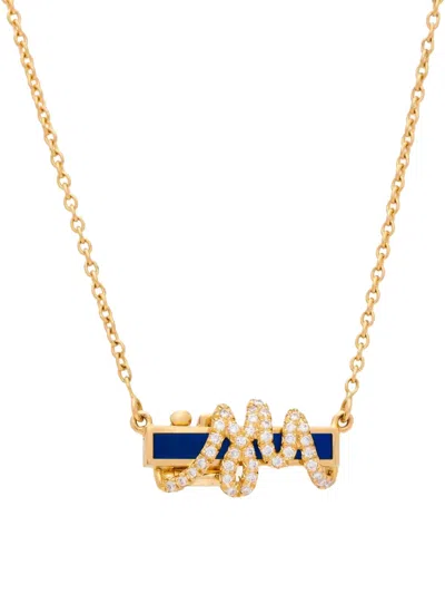 Auragraph 18k Yellow Gold Mini Mood Lapis Lazuli Necklace