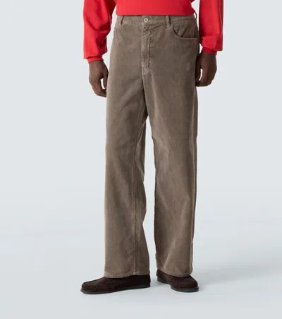 Pre-owned Auralee ($595) Corduroy Wide 5p Pants In Brown