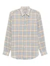 Auralee Long Sleeve Checked Wool Shirt With Button-down Collar In Neutral