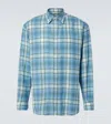 Auralee Airy Checked Wool Shirt In Blue