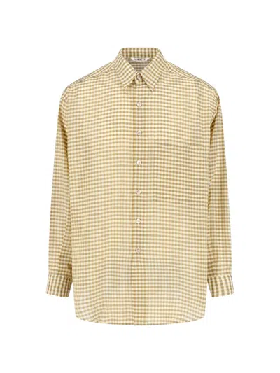 Auralee Airy Gingham-check Shirt In Brown