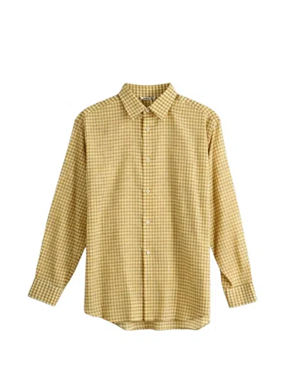 Auralee Airy Gingham-check Shirt In Yellow