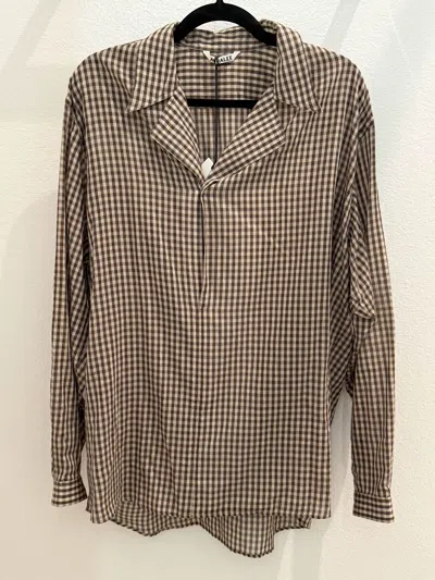 Pre-owned Auralee Airy Light Cotton Check P/o Shirt In Brown