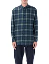 Auralee Checked Long Sleeve Button-down Shirt In Blue