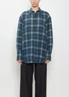 Auralee Airy Wool Check Shirt In Animal Print
