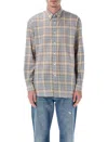 Auralee Lightweight Checked Long Sleeve Shirt In Blue