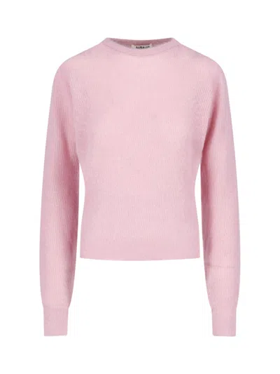 Auralee Alpaca & Nylon Sweater In Pink