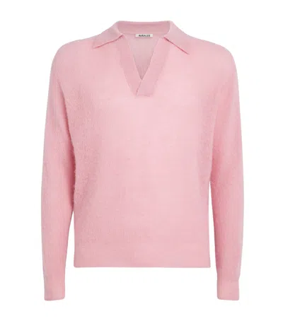 Auralee Alpaca-blend Open Collar Jumper In Black