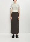 Auralee Khaki Lama Shetland Wool Tweed Maxi Skirt In Green