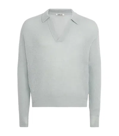 Auralee Alpaca-blend Skipper Polo Sweater In White