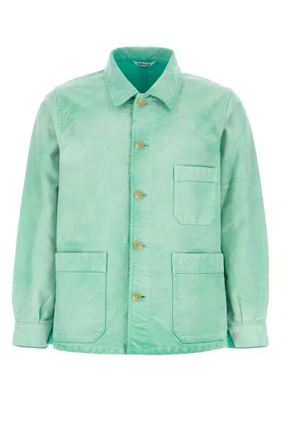 Auralee Aquamarine Cotton Jacket In Blue