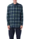Auralee Lightweight Wool Plaid Long Sleeve Shirt In Blue