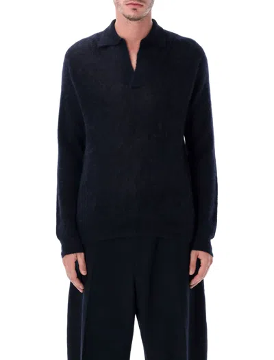 AURALEE AURALEE AURALEE BABY SURI ALPACA SHEER KNIT SKIPPER POLO