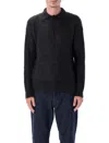 Auralee Brushed Super Kid Mohair Knit Relaxed Polo In Black