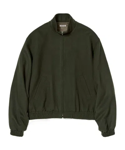 Auralee Baby Camel Flannel Zip Blouson In Green