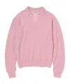 Auralee Baby Suri Alpaca Sheer Knit Skipper Polo In Pink
