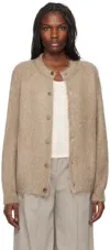 Auralee Beige Brushed Super Kid Mohair Knit Cardigan In Gray Beige