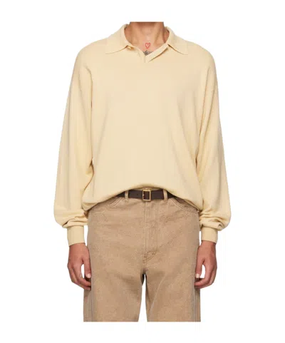 Auralee Beige Cashmere Silk Wool Knit Polo In Light Beige