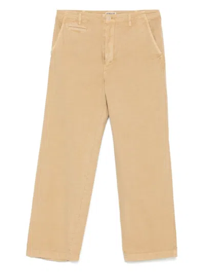 Auralee Beige Cotton Trousers In Yellow