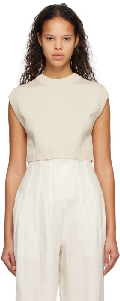 Auralee Beige Crewneck Sweater In White
