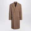 Auralee Beige Double-breasted Wool Coat Men In Cream