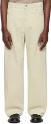 Auralee Beige Finx Corduroy Wide 5p Trousers In White Khaki