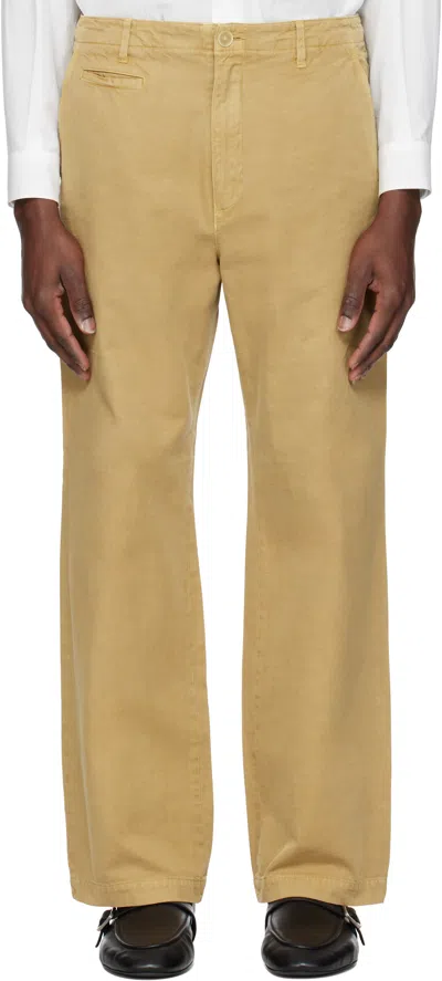Auralee Beige Finx Gabardine Trousers In Dyed Beige