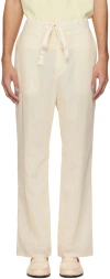 Auralee Beige Hard Twist Trousers In Light Beige Stripe