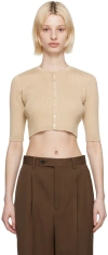 Auralee Beige Rib Cardigan In Light Beige
