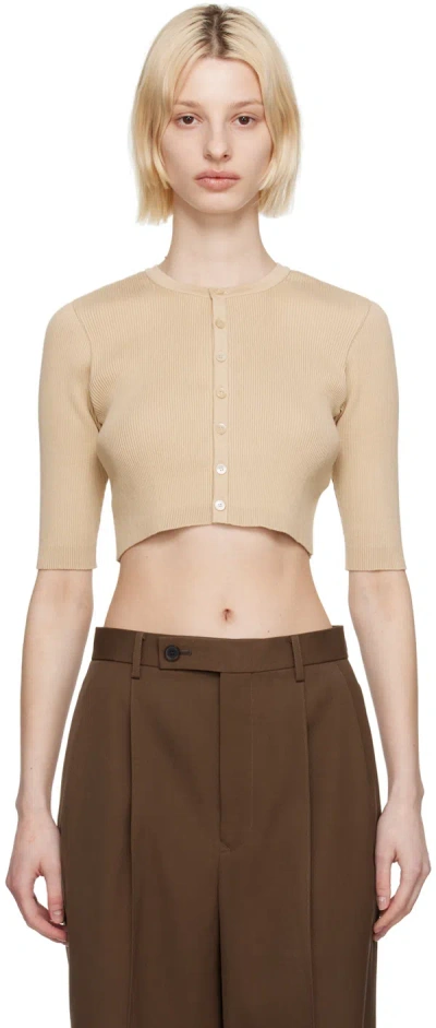 Auralee Beige Rib Cardigan In Light Beige