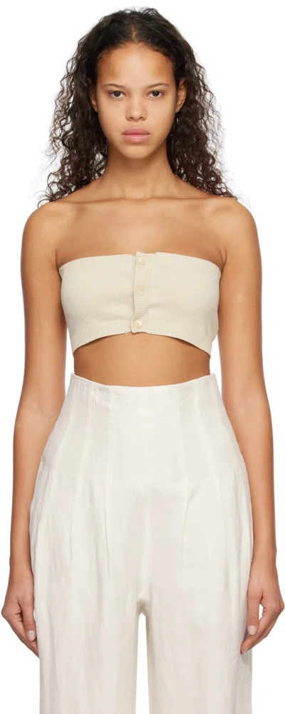 Auralee Beige Strapless Bandeau In White