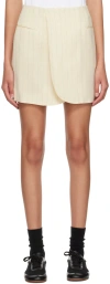 Auralee Beige Stripe Miniskirt In Ivory Stripe