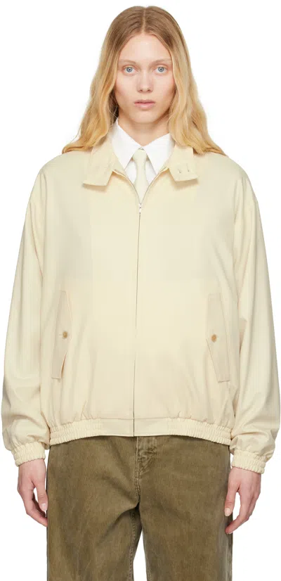 Auralee Beige Super Fine Tropical Wool Zip Jacket In Ivory