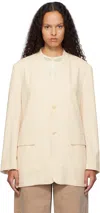 Auralee Beige Tropical Wool No Collar Blazer In Ivory Beige