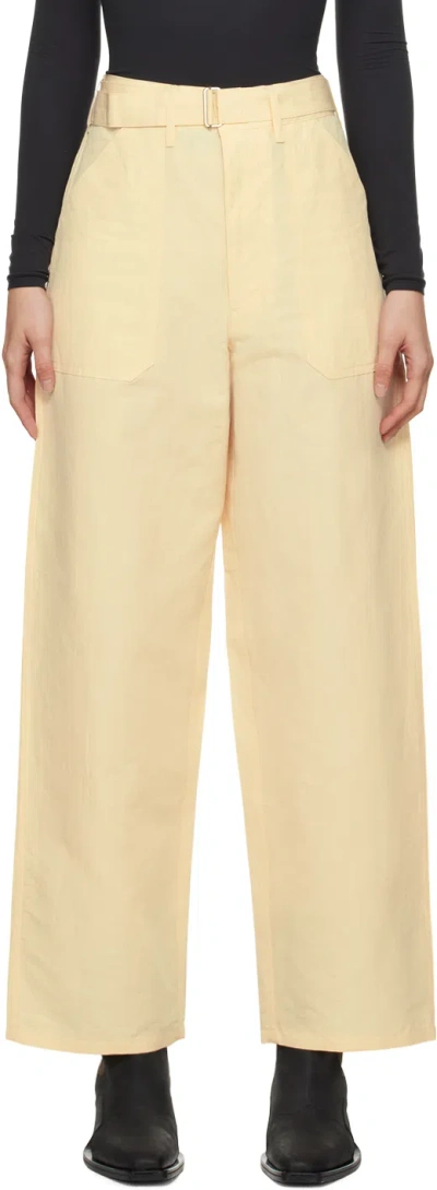 Auralee Beige Weather Trousers In Ecru
