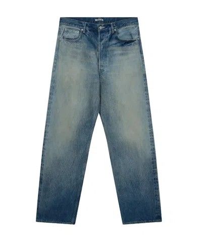 Auralee Belt Loop Denim Trousers In Blue