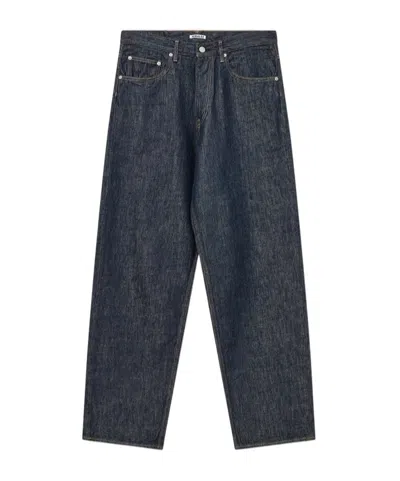 Auralee Belt Ring Denim Trousers In Black