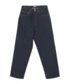 Auralee Wide Leg Denim Trousers With Contrast Stitching In Black