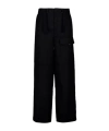 Auralee Herringbone Wool Wide-leg Cargo Pants In Black
