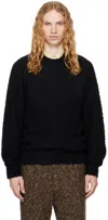 AURALEE BLACK BRUSHED WOOL CASHMERE SILK SWEATER